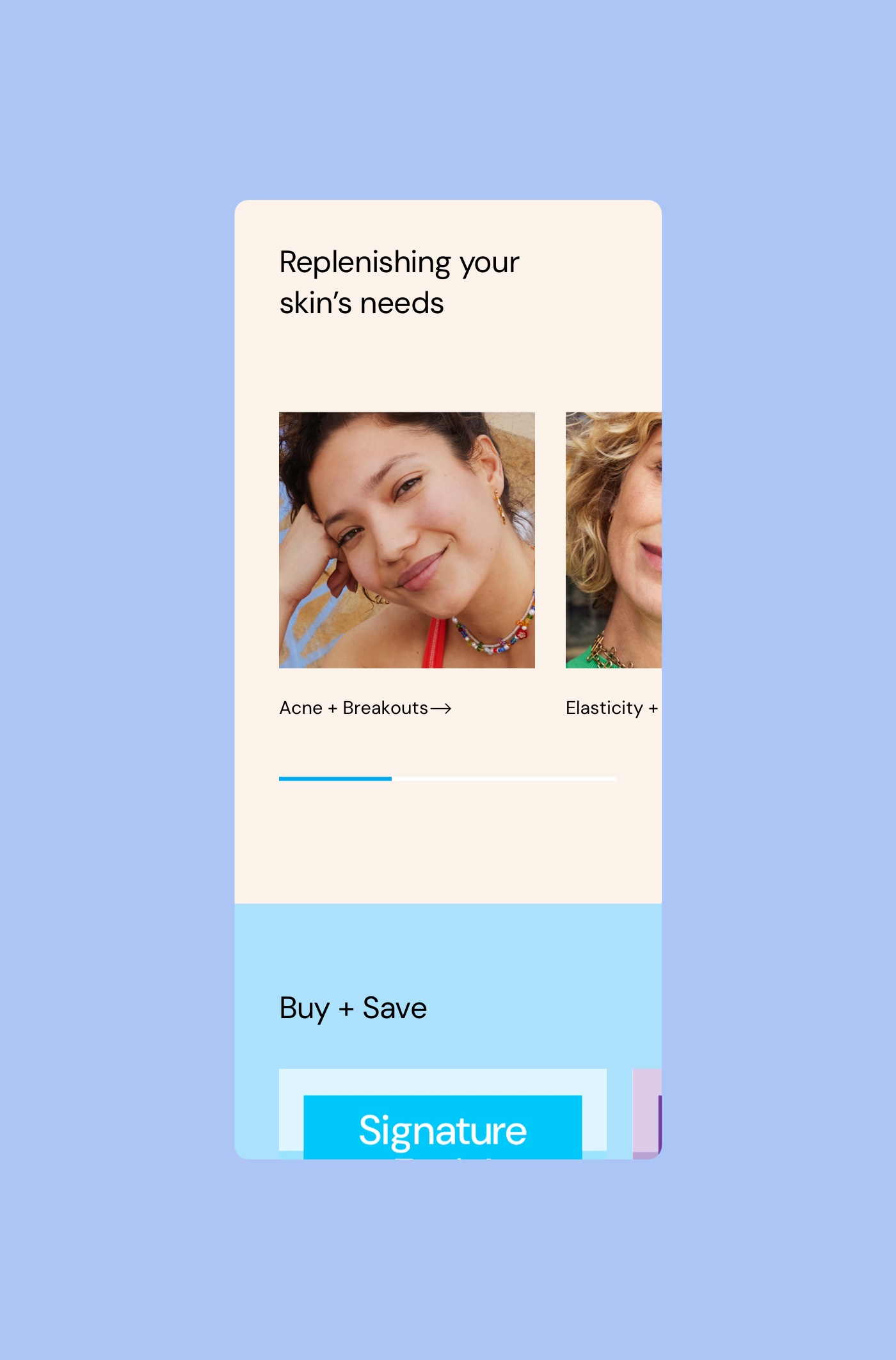Mobile screen showing Clear Skincare product offers