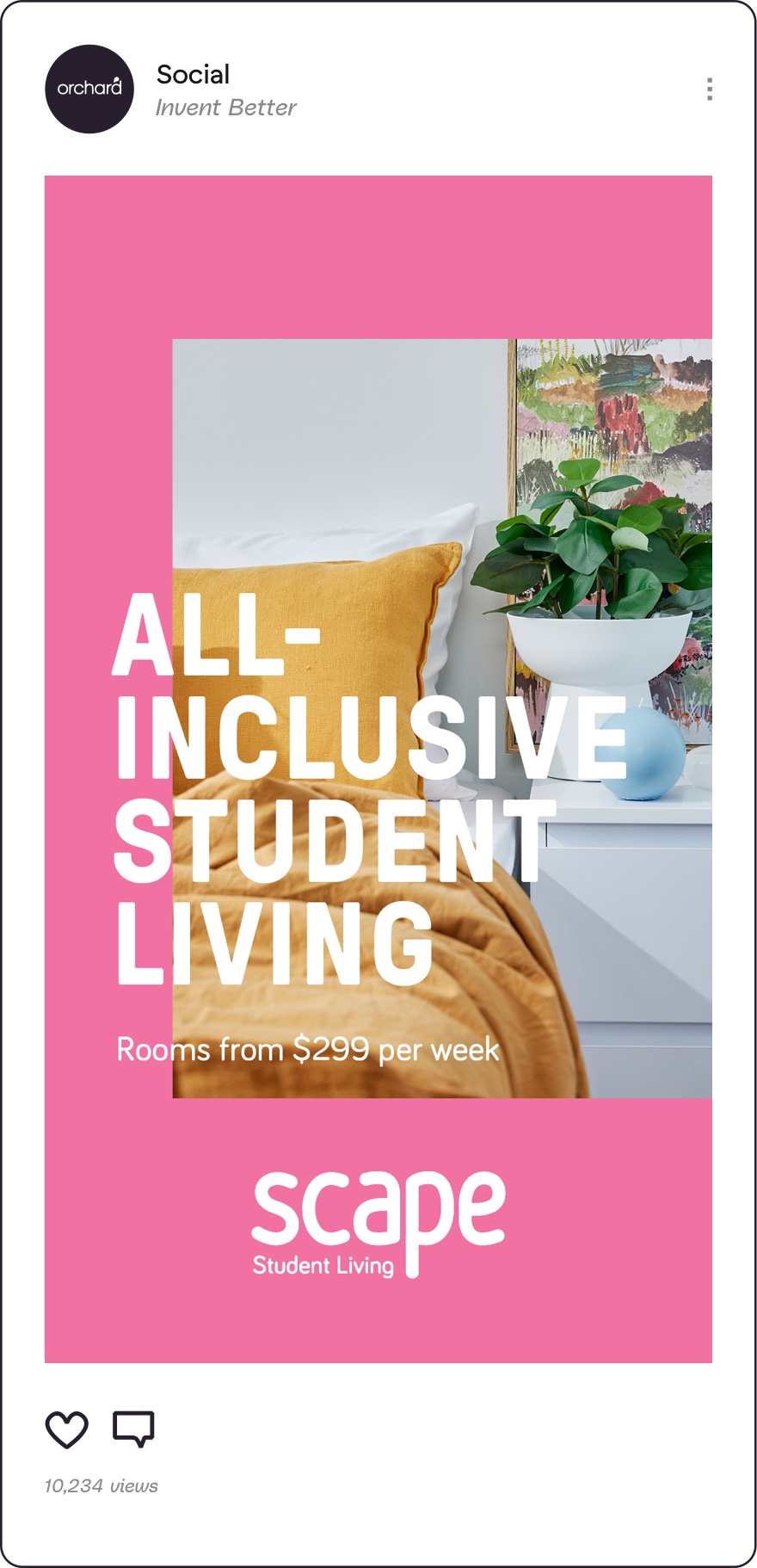 Mobile ad for all-inclusive student living accommodations