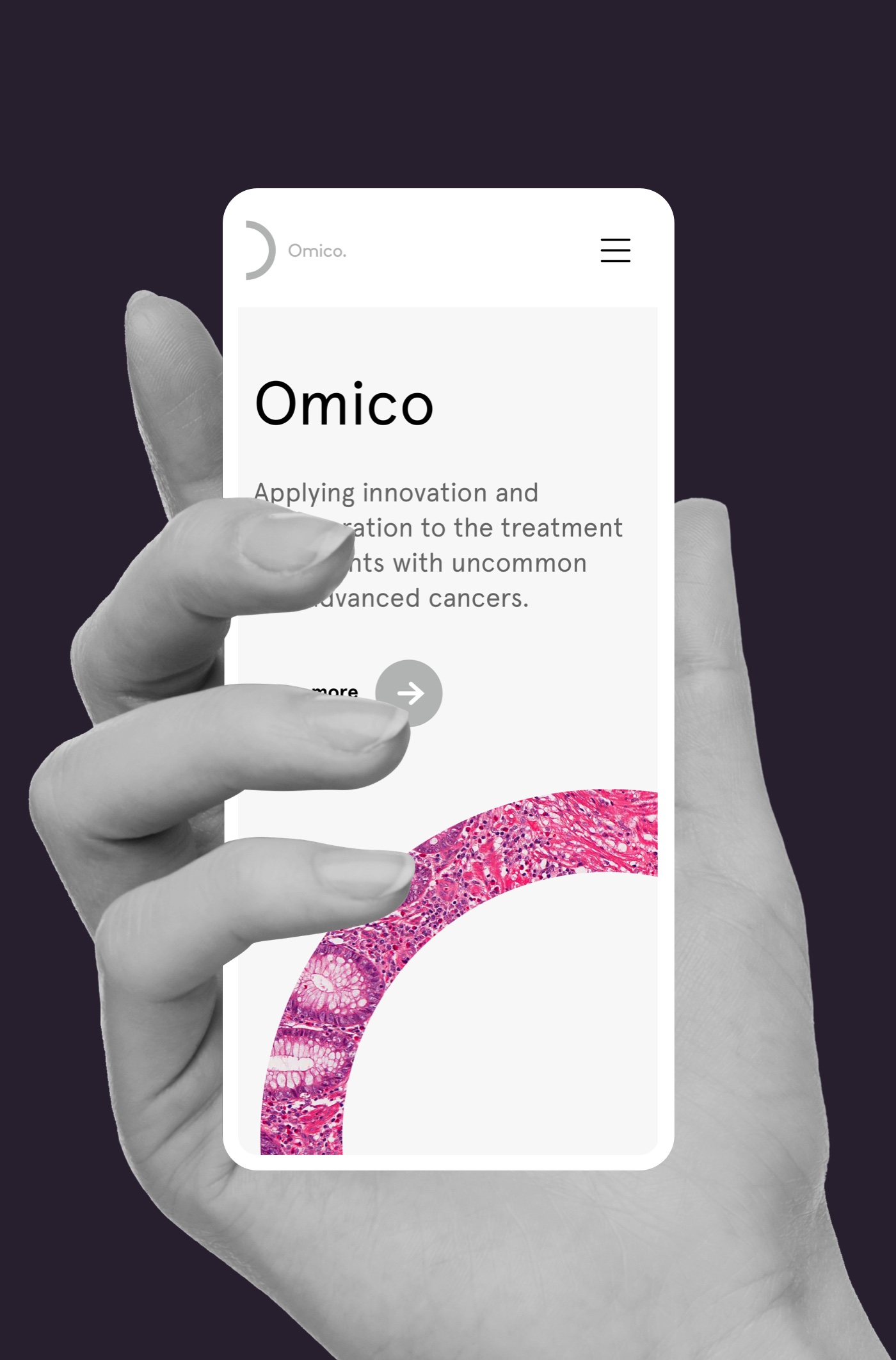 Hand holding a smartphone with healthcare website information