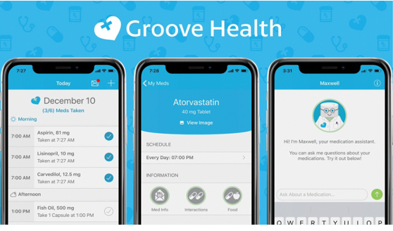 Groove Health app interface for medication tracking