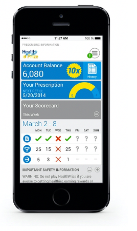 Mobile app interface displaying health reward points