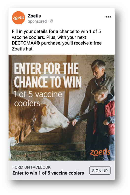 Zoetis ad for vaccine cooler giveaway contest